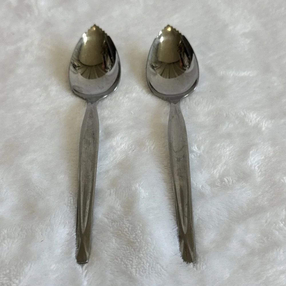 Wm Rogers Mfg‎ Co Stainless USA Grapefruit Spoons Serrated Edge Set of 2 6in